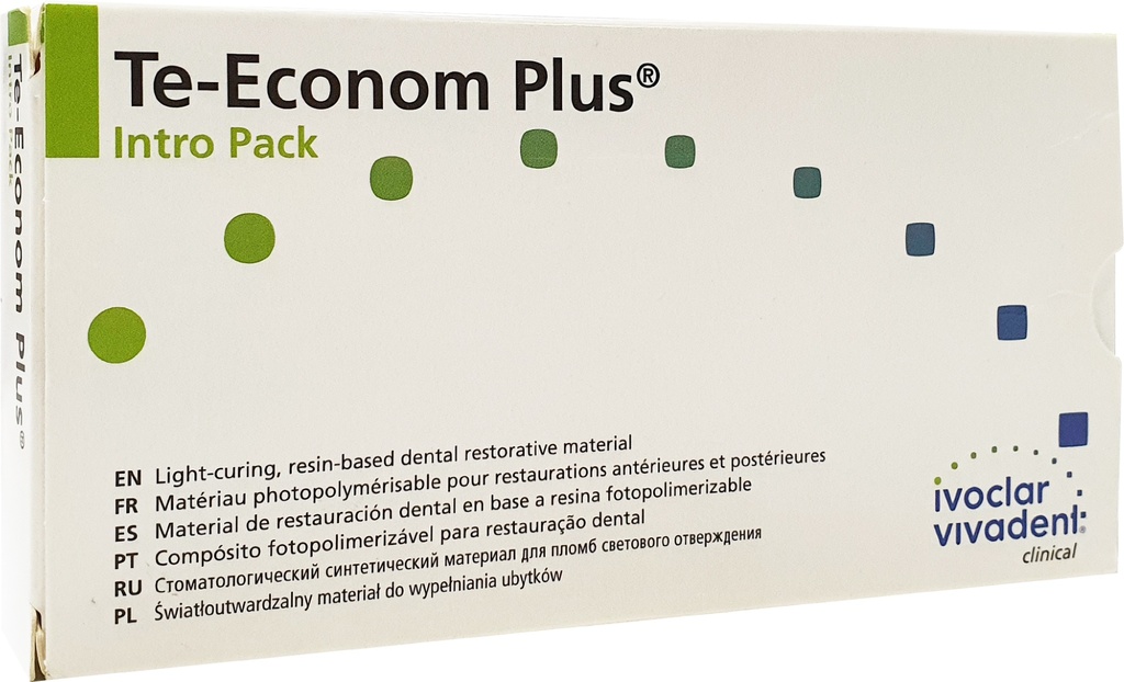 RESINA HIBRIDA RADIOPACO FOTOPOLIMERIZABLE TE-ECONOM PLUS KIT 2 JERINGAS 4G COLOR A2/A3 REF 610908AN