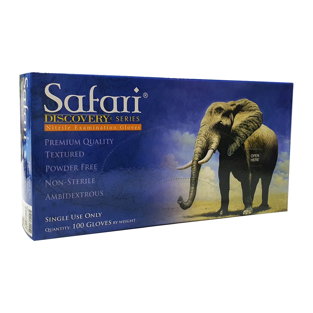 GUANTE DE NITRILO SAFARI LIBRE DE POLVO TALLA XS COLOR AZUL CAJA