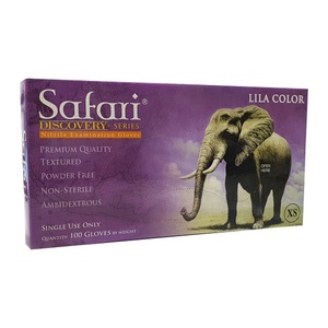 [40841] GUANTE DE NITRILO SAFARI LIBRE DE POLVO TALLA XS COLOR LILA CAJA